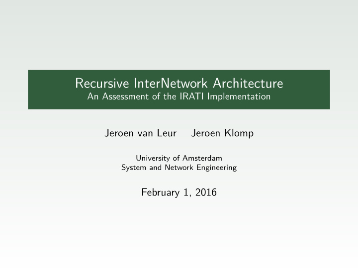 recursive internetwork architecture