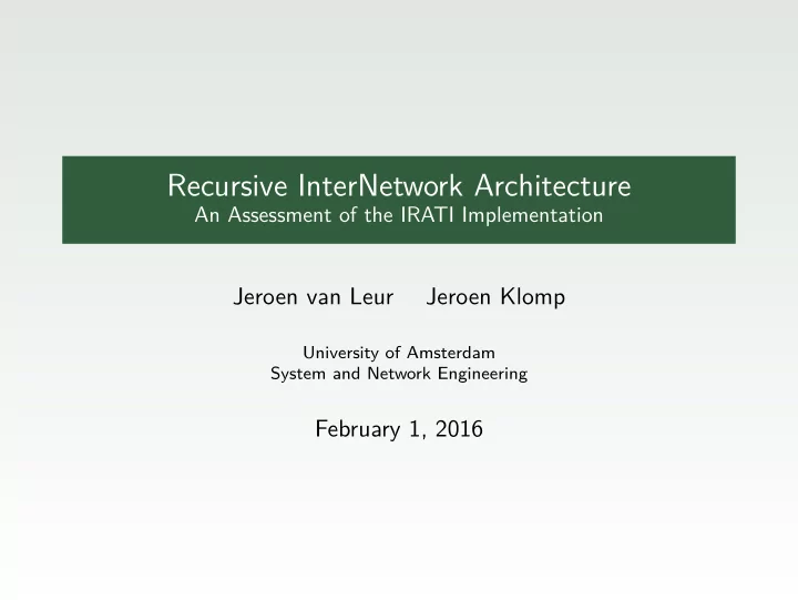 recursive internetwork architecture