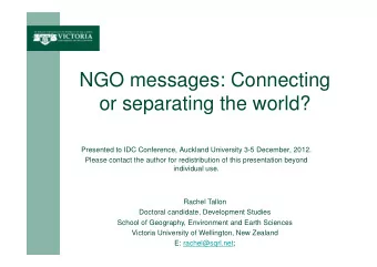 NGO messages: Connecting  or separating the world?  Presented to IDC Conference, Auckland