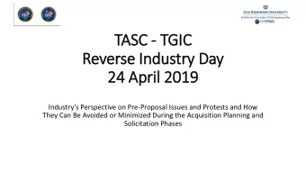TAS  ASC  C - TG  TGIC  Rever  erse I  e Industry D  Day  24  24 Apri  April 2019  2019