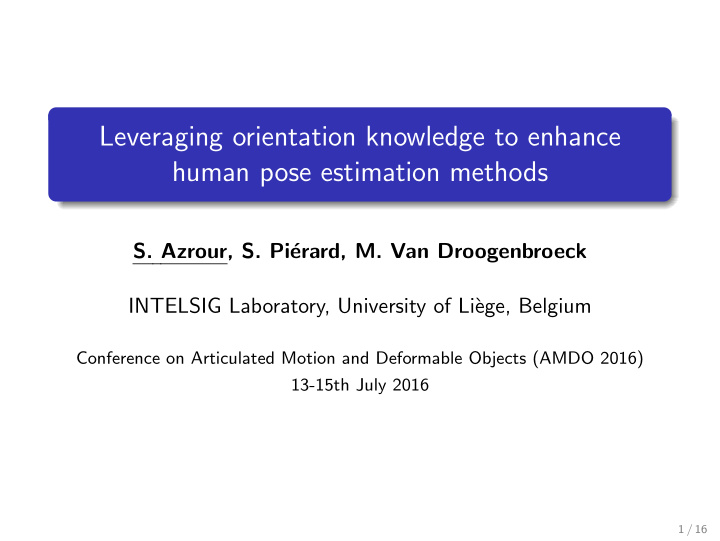leveraging orientation knowledge to enhance human pose