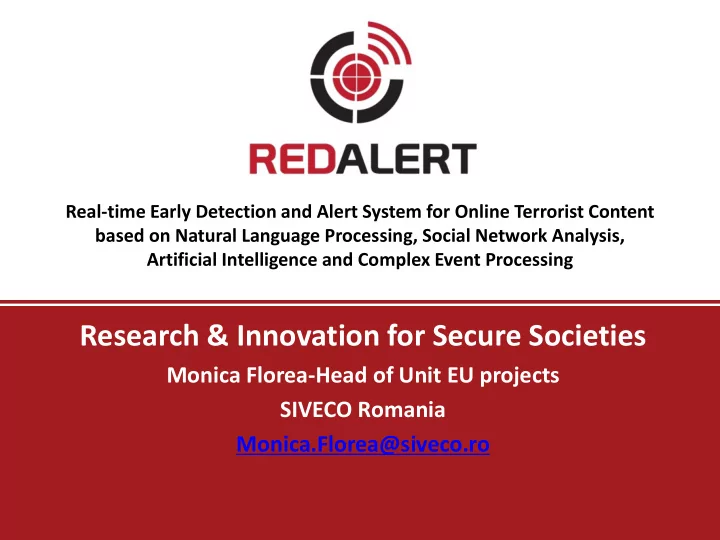 research innovation for secure societies