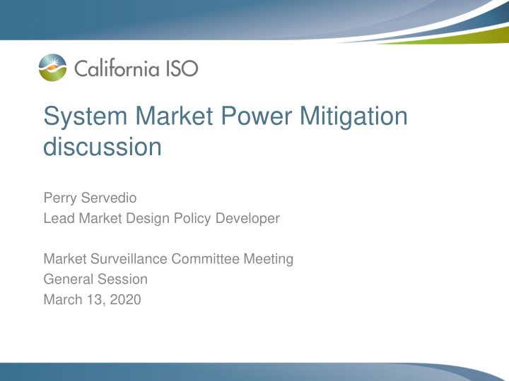 system market power mitigation discussion