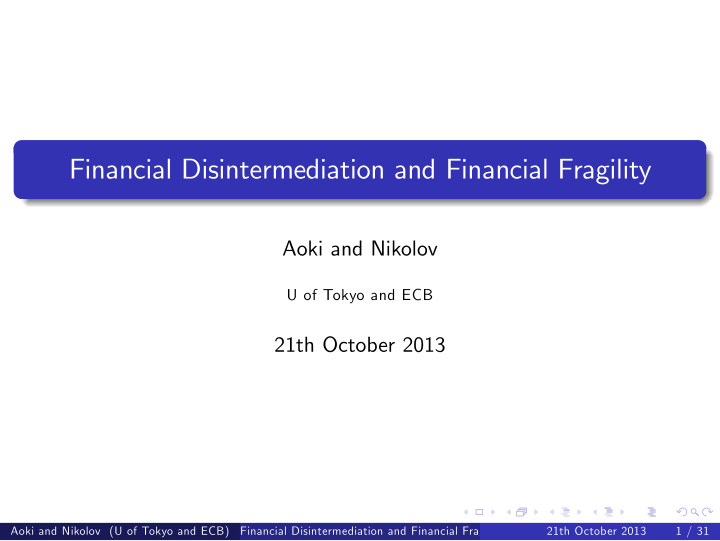 financial disintermediation and financial fragility
