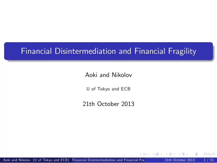 financial disintermediation and financial fragility