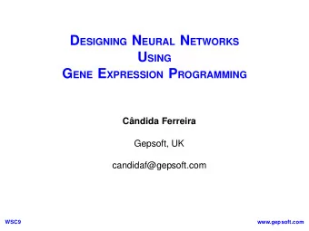 R EPRESENTING T REES IN GEP  0123456789  +/Q*c-abde  WSC9  www.gepsoft.com GEP G ENES