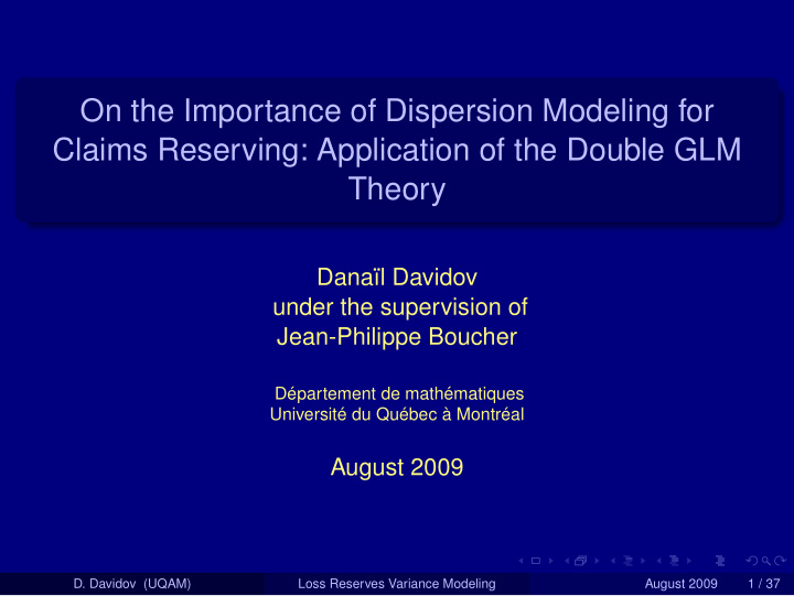 on the importance of dispersion modeling for claims