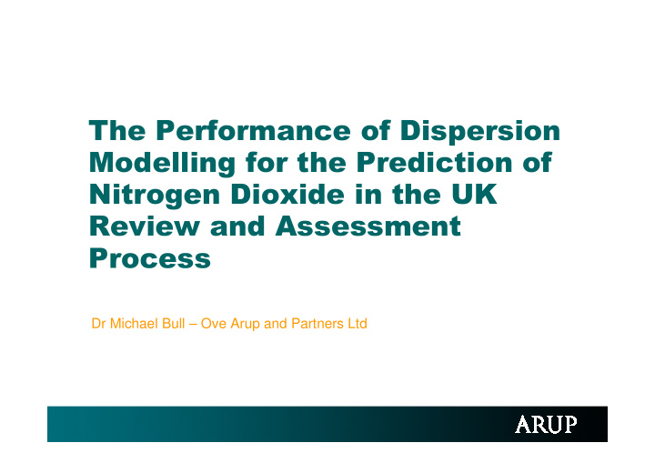the performance of dispersion modelling for the