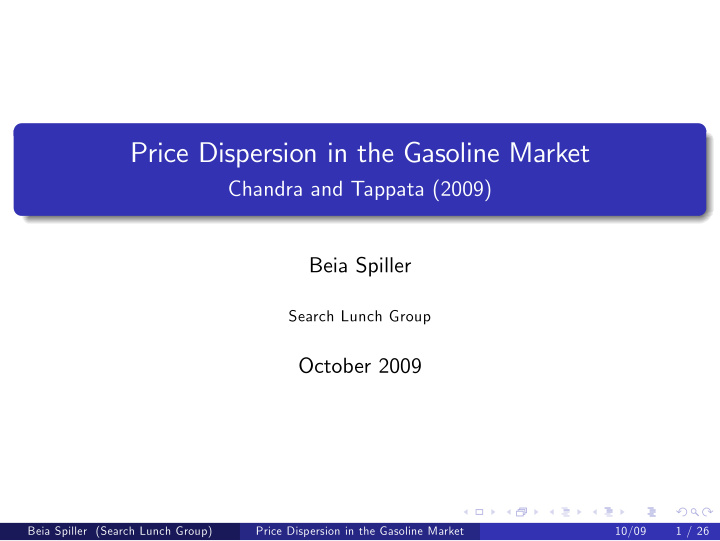 price dispersion in the gasoline market
