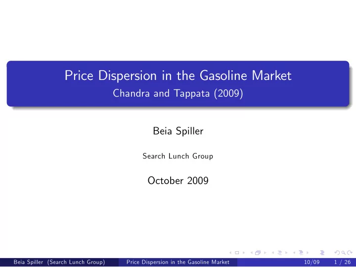 price dispersion in the gasoline market