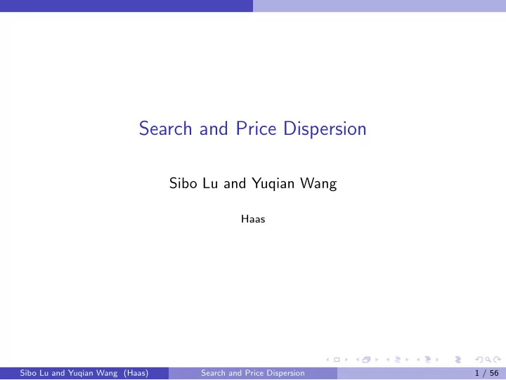 search and price dispersion