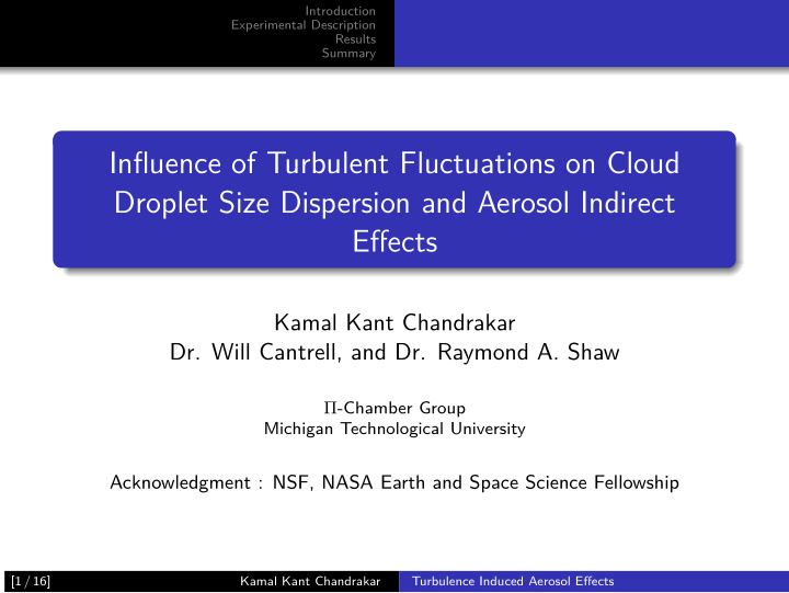 infmuence of turbulent fluctuations on cloud droplet size
