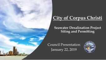 City of Corpus Christi  Seawater Desalination Project  Siting and Permitting  Council Presentation