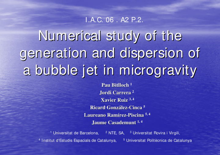 numerical study study of of the the numerical generation