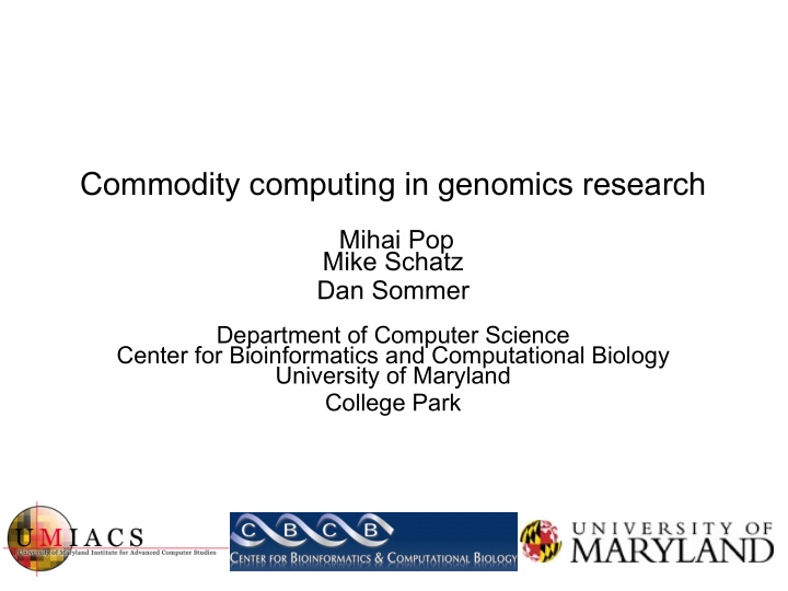 commodity computing in genomics research