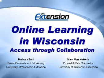 Online Learning  Online Learning  in Wisconsin  in Wisconsin  Access through Collaboration  Access