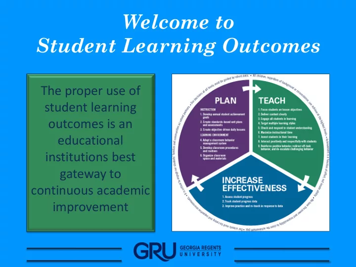 welcome to student learning outcomes