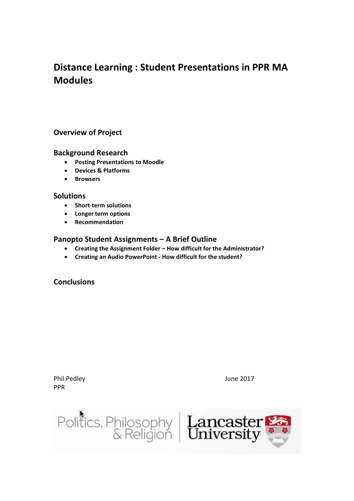 overview of project background research posting