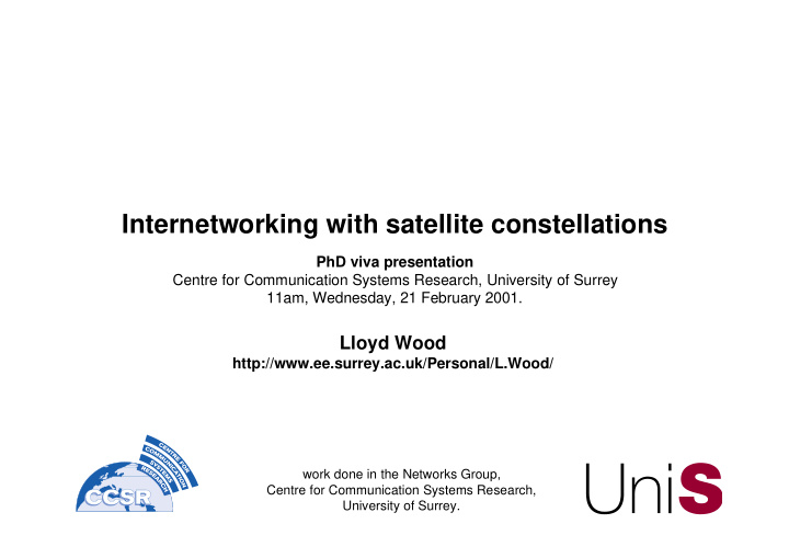 internetworking with satellite constellations