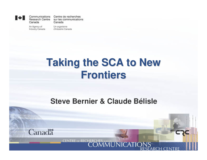 taking the sca to new taking the sca to new frontiers