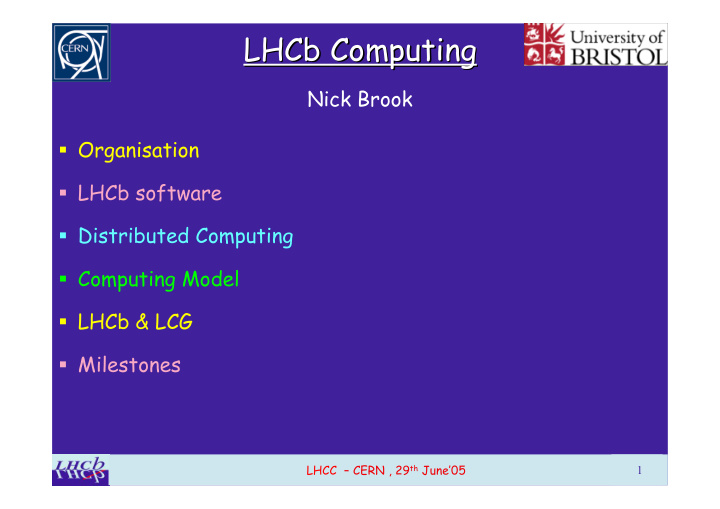 lhcb computing computing lhcb