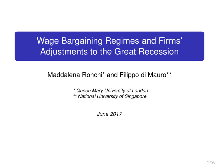 wage bargaining regimes and firms adjustments to the