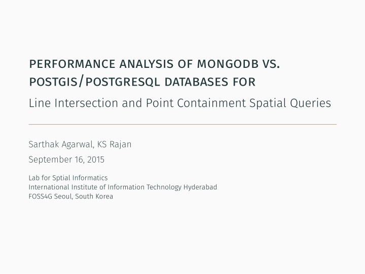 performance analysis of mongodb vs postgis postgresql
