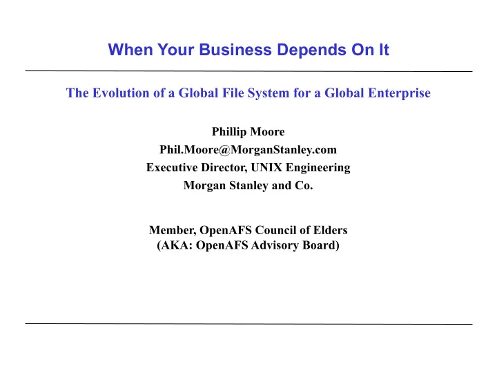 when your business depends on it