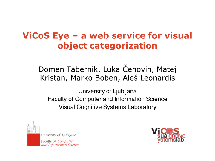 vicos eye a web service for visual object categorization