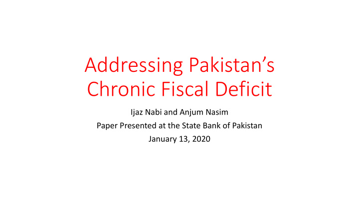chronic fiscal deficit