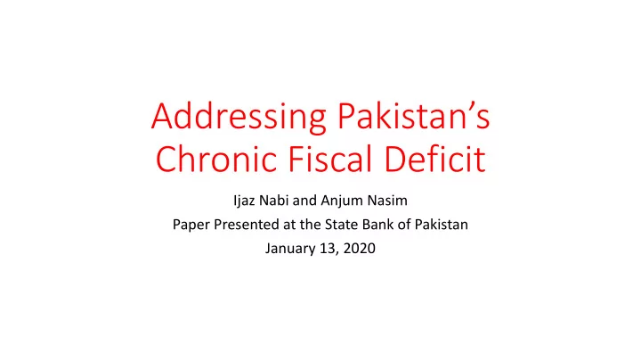 chronic fiscal deficit