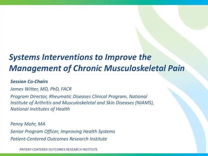 systems interventions to improve the management of