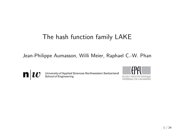 the hash function family lake