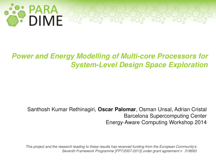 power and energy modelling of multi core processors for