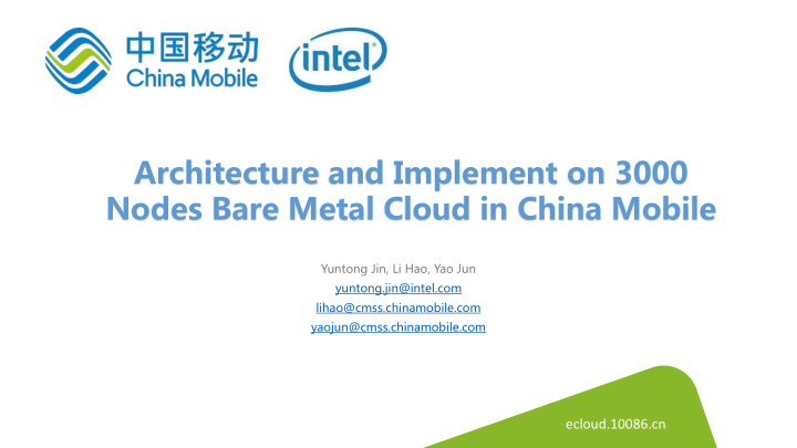 architecture and implement on 3000 nodes bare metal cloud