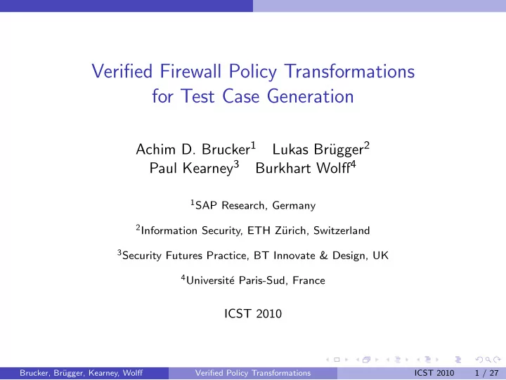 verified firewall policy transformations for test case