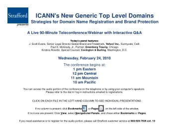 ICANN's New Generic Top Level Domains  Strategies for Domain Name Registration and Brand Protection