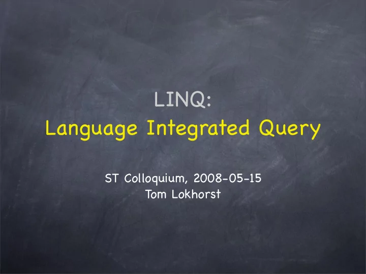 linq language integrated query