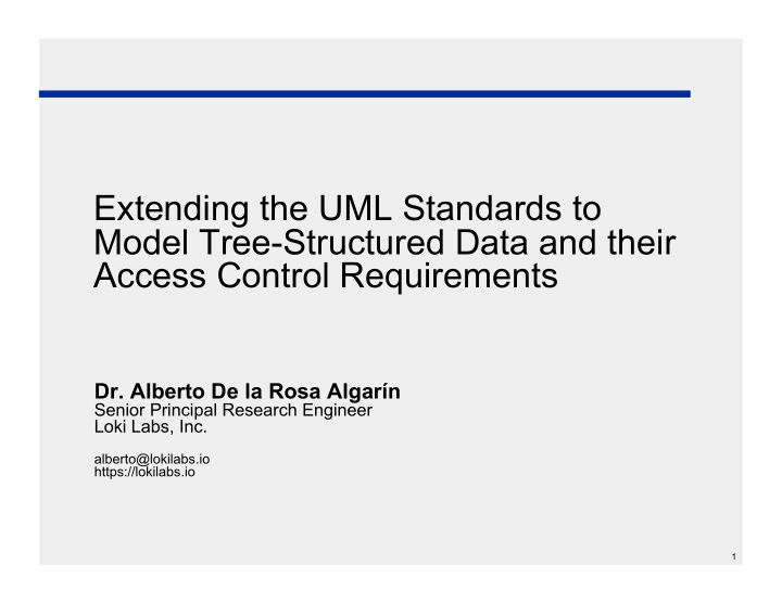 extending the uml standards to model tree structured data