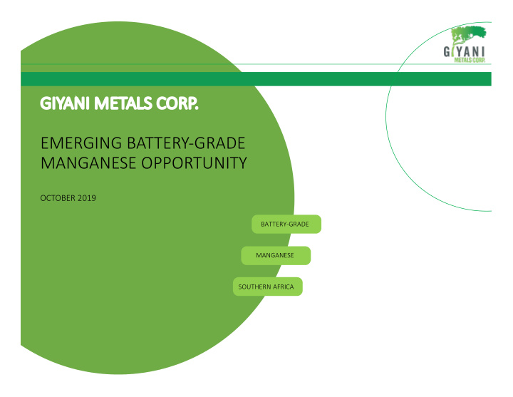 emerging battery grade manganese opportunity