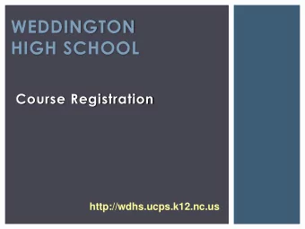 WEDDINGTON  HIGH SCHOOL  Course Registration  http://wdhs.ucps.k12.nc.us  GRADUATION REQUIREMENTS