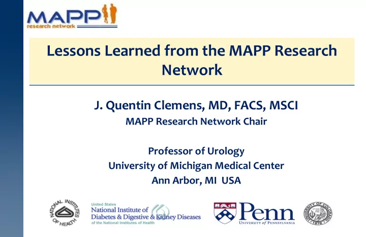 lessons learned from the mapp research network