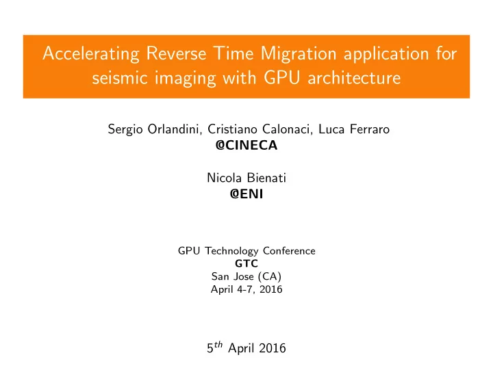 accelerating reverse time migration application for