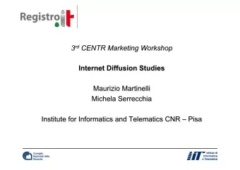 The .it Registry: a short overview  Delegated to CNR on December 23rd, 1987  More than