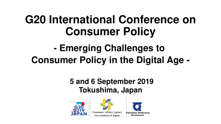 g20 international conference on consumer policy