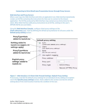 Connecting to Citrix MetaFrame Presentation Server through Proxy Servers Web Interface and Proxy