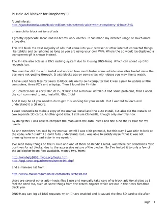 Pi Hole Ad Blocker for Raspberry Pi  found info at: