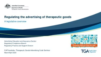 Regulating the advertising of therapeutic goods  A legislative overview  Advertising Education and