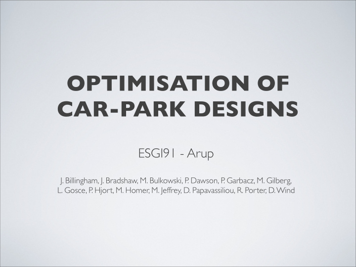 optimisation of car park designs