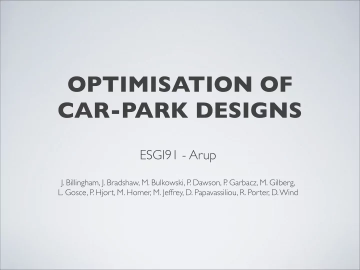 optimisation of car park designs